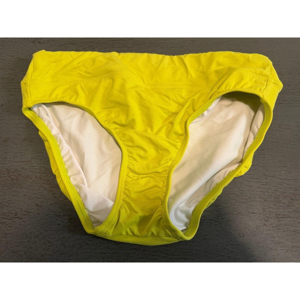 Lands End Womens Neon Yellow Bikini Swim Bottoms Size 4 Mid Rise Full Coverage